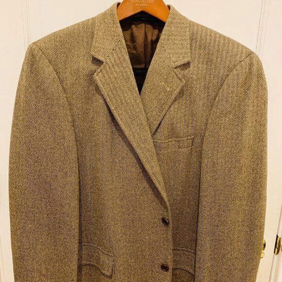 VTG 42 R Brooks Brothers " Brooks Tweed " Brown Speckled Herringbone Made USA - Picture 3 of 16